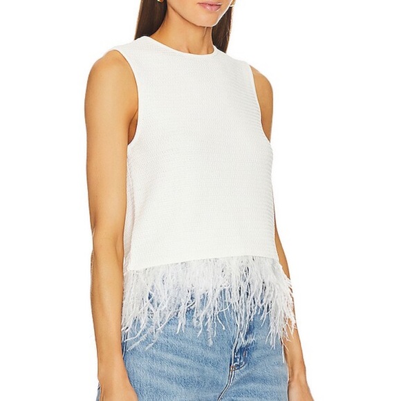 NWT FRAME XS off-white crocheted top with feathers - Picture 8 of 11